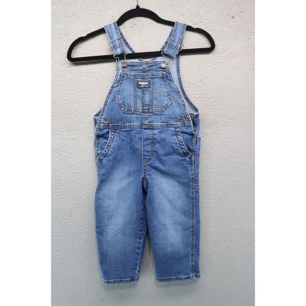 OshKosh B'gosh Blue Denim Overalls-Size 3T-Pockets-Country-BOHO